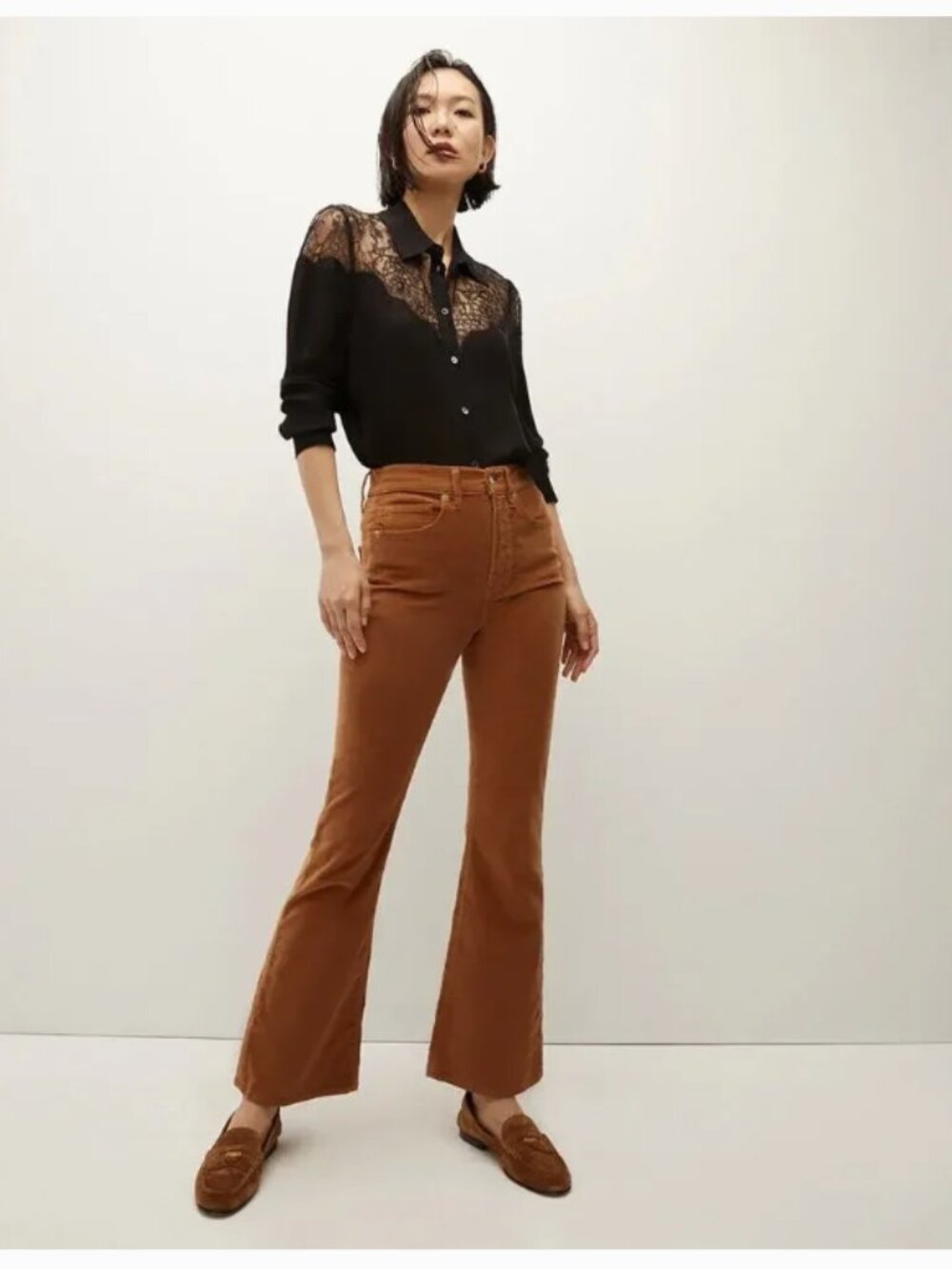 Veronica Beard Carson Ankle Flare Corduroy Pants Size 27 in Camel